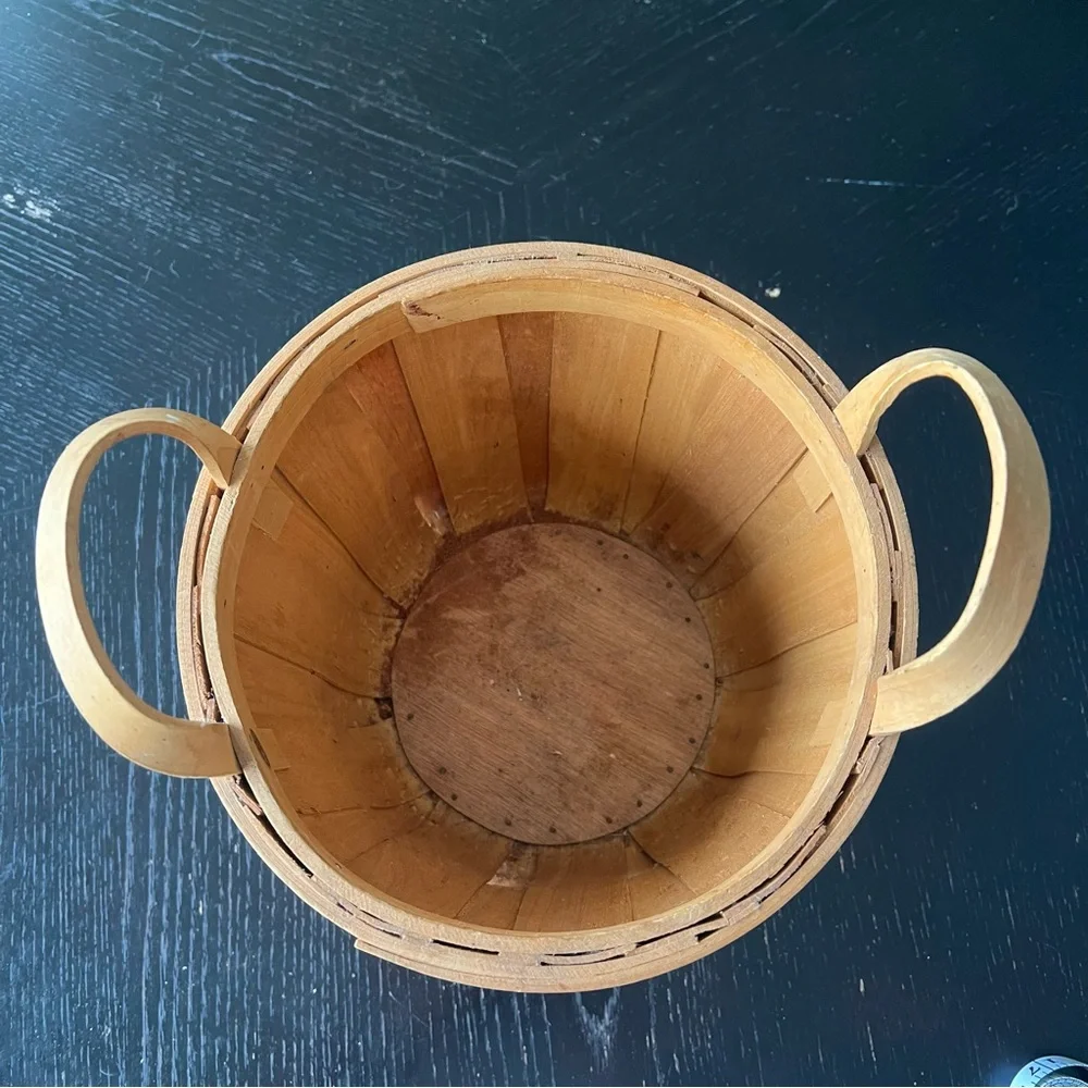 Rustic Light Brown Wooden Basket 8in x 8.5in